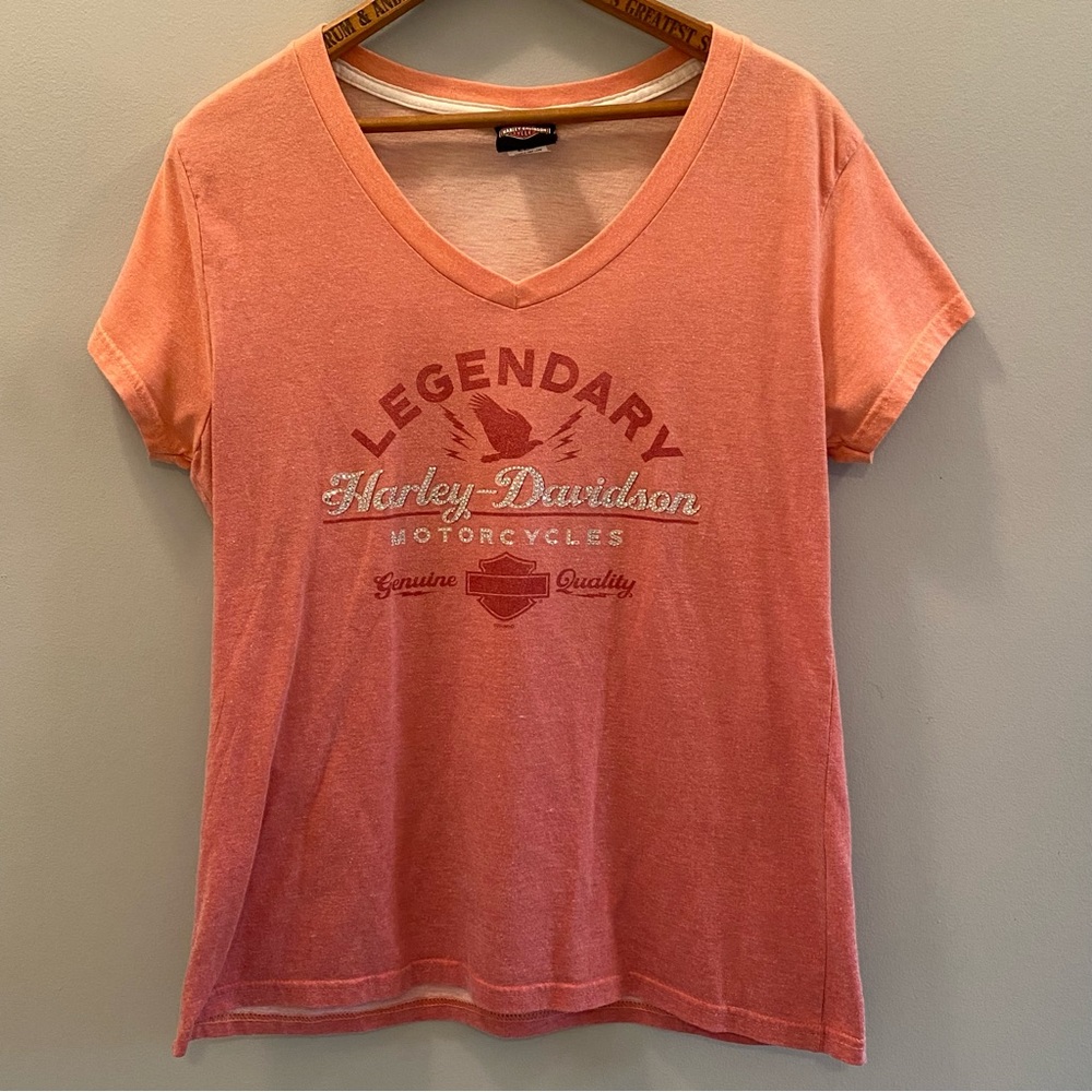 Harley Davidson Womens T-Shirt Faded Orange Size Large Yuma AZ